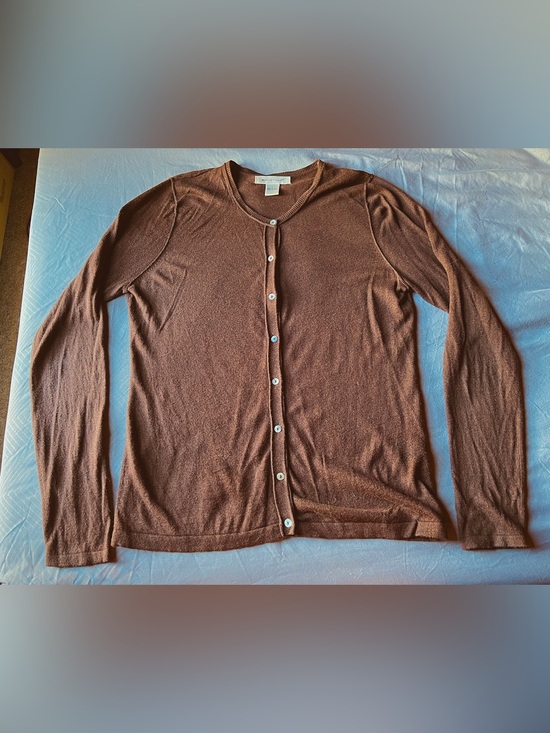 august silk Sweaters - Women's August Silk chocolate brown button up sweater cardigan, Size L